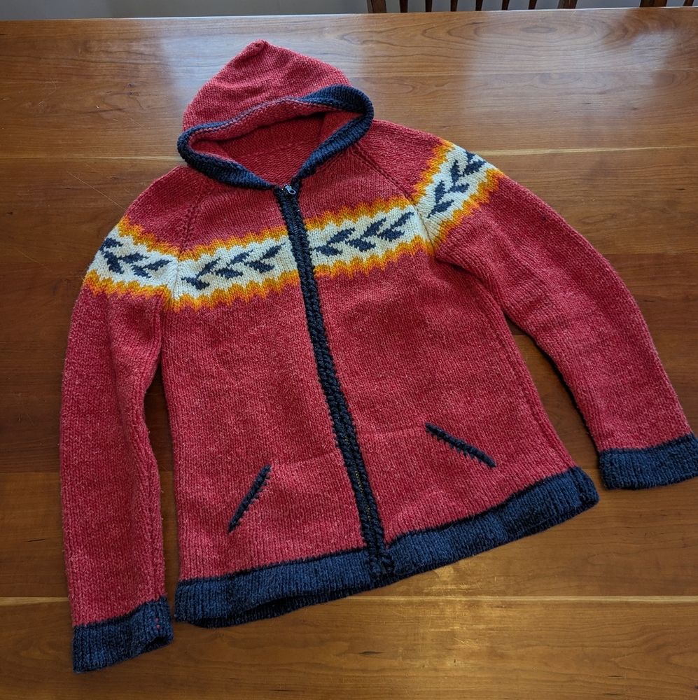 HANDMADE vintage wool zippered cardigan